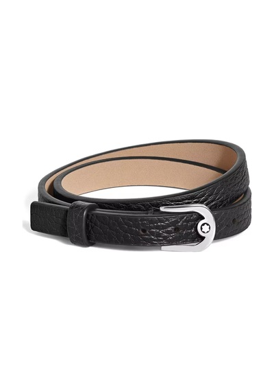 Montblanc Grain Deri At Nalı Tokalı Bileklik 222738 Siyah