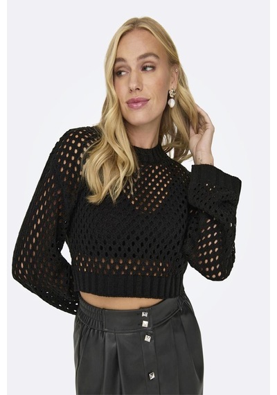 Only Onlsmılla Short Pullover L/s Knt Noos Siyah