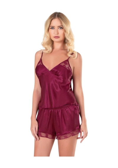 Primoda Aria's Closet Lacivert Saten Babydoll Şort Takımı Lacivert