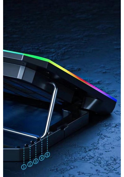 Laptop Soğutucu Ayarlanabilir Rgb Dizüstü Bilgisayar Soğutma Fanı Cf04 Siyah