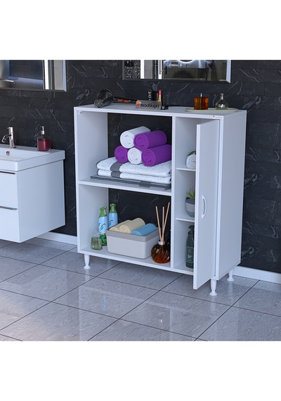 Armin 90 X 95,5 X 32,5 Cm Kapaklı Çok Amaçlı Banyo & Mutfak Dolabı Beyaz