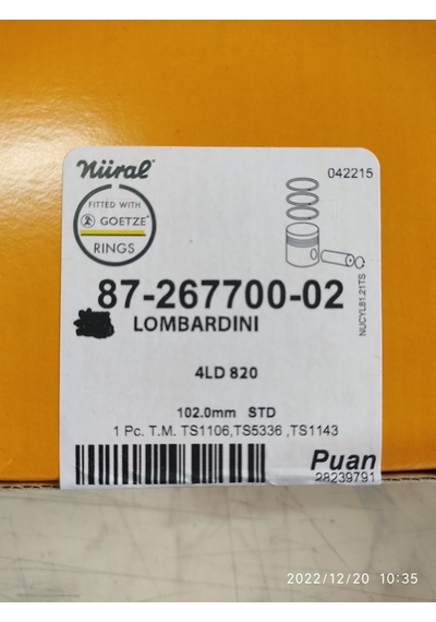 NÜRAL Antor/lombardini 4ld820-17hp Piston Segman/sekman Komple Std. Goetze