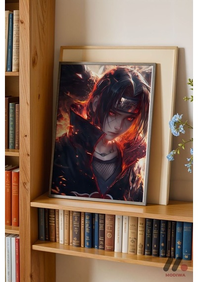 Naruto Itachi Anime Poster, Siyah Çerçeveli Duvar Tablosu - Anime Severlere Özel Hediye No:1074