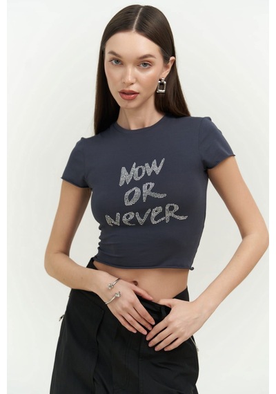 Mai Collection 2724 - Now Or Never Antrasit Penye Crop