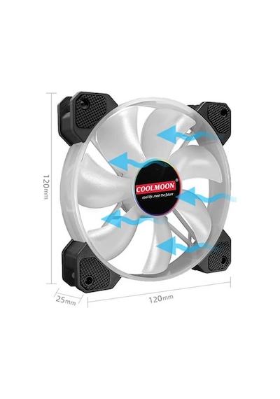 Coolmoon Yuhuan12cm Argb Kasa Fanı - 120mm Pc Fan - 5v 3pin Pwm Bağlantı