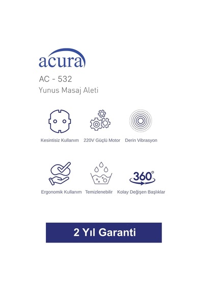 Ac-532 3 Başlıklı Profesyonel Yunus Masaj Aleti, Ac-532