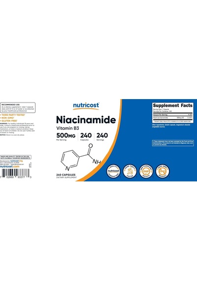 Nutricost Niacinamid Vitamin B3 500 Mg 240 Kapsül