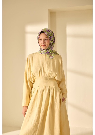 Silk Home Mine Desen Soft Pamuk Eşarp Yeşil Mor