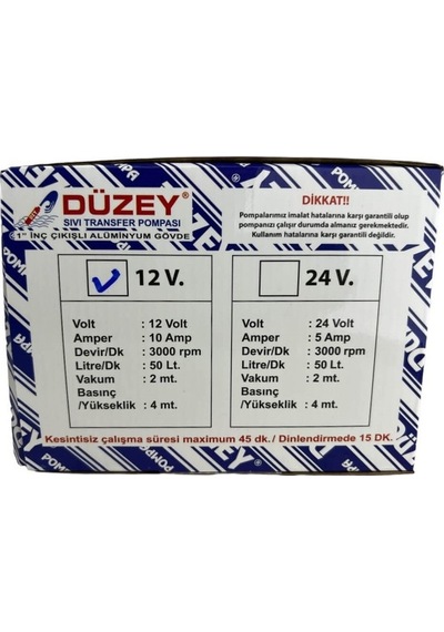Düzey 12 Volt 1 Inc Alüminyum Gövde Sıvı Transfer Pompası