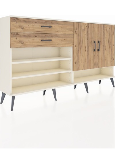Arges Konsol 4 Raflı 2 Çekmeceli 2 Kapaklı 176x30x99 Aytaşı-çam Aytaşı-çam