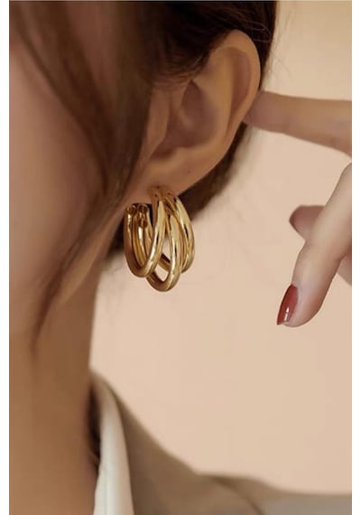 By Zeyna Aksesuar Kadın Vip Seri Ay Model Küpe Zrk00587-5048 Altın