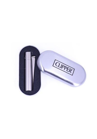 Clipper Özel Kutusunda Metal Çakmak - Mat Gümüş Brushed Silver