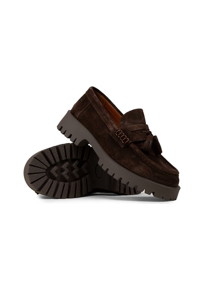 Deery Kadın Hakiki Süet Kahverengi Püsküllü Loafer - 02035zkhvc01 Kahverengi