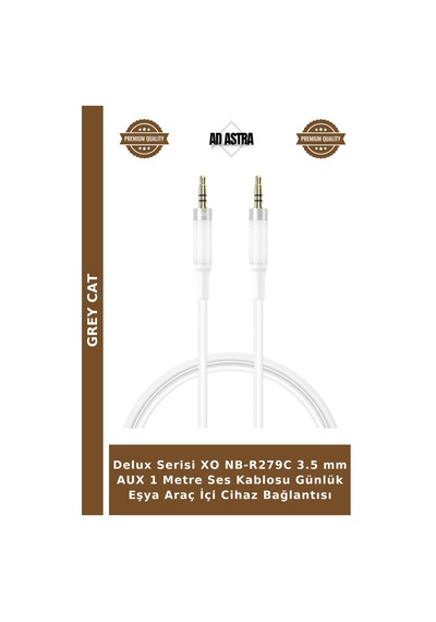 Delux Serisi Xo Nb-r279c 3.5 Mm Aux 1 Metre Ses Kablosu Günlük Eşya Araç İçi Cihaz Bağlantısı