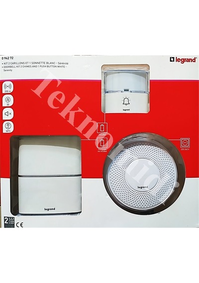 Legrand 094272 Bir Buton Iki Zil Kablosuz Zil Seti
