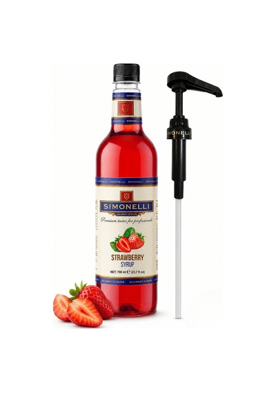 Simonelli Çi̇lek Kahve Şurubu 700 ML + Pompa