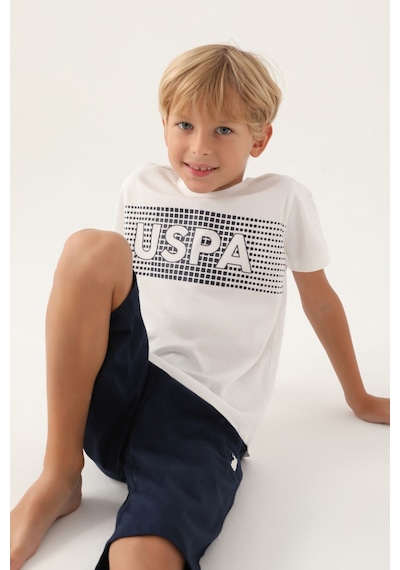 U.S. Polo Assn. Lisanslı Dotted Krem Erkek Çocuk Kapri Takım 5274-43177 Krem
