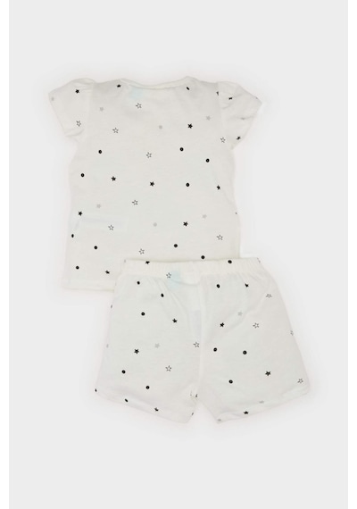DeFacto Kız Bebek 101 Dalmatians Pijama Takımı Kısa Kollu Penye Üst Beli Lastikli Şort E4616A525SMWT47 Beyaz