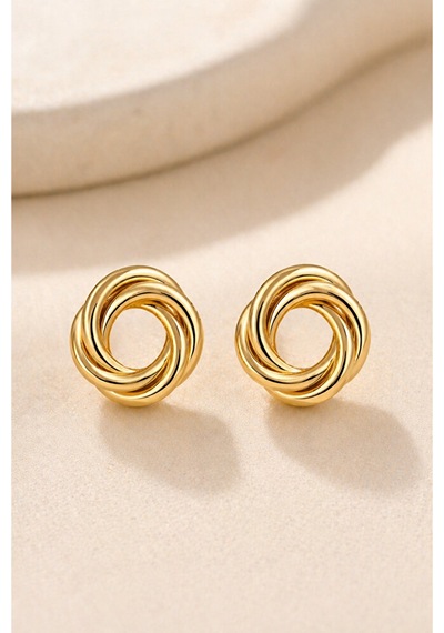 Spiral Düğüm Küpe Altın Gümüş Renk Minimal Şık Günlük Kullanım 1.