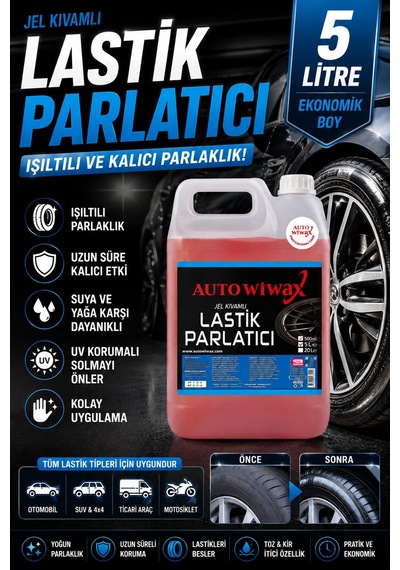 Auto Wiwax 5 L Lastik Parlatıcı Jel Yoğun Parlaklık Sağlayan Oto Lastik Bakım Ürünü