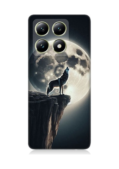 Xiaomi 14t Uyumlu Kurt Ve Ay  Desenli Silikon Kılıf