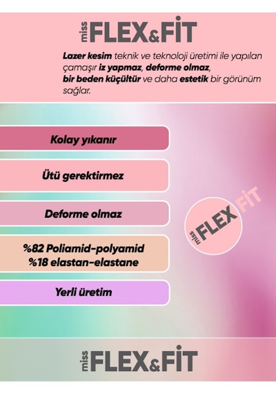 Missflex Fit Lazer Kesim Yüksek Bel Silikonlu Slip Siyah