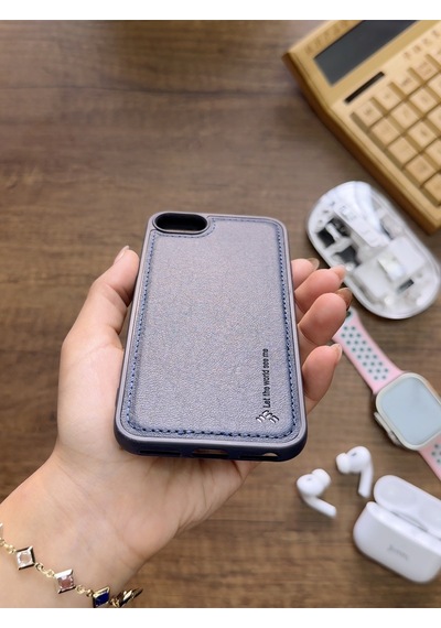 Apple iPhone 7 Uyumlu Premium Deri Dokulu Darbelere Karşı Dayanıklı Nazal Silikon Kılıf Lacivert