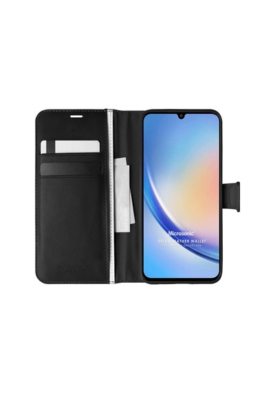 Samsung Galaxy A34 İçin Kılıf Delux Leather Wallet Siyah Galaxy A34 İle Uyumlu Kılıf - Siyah