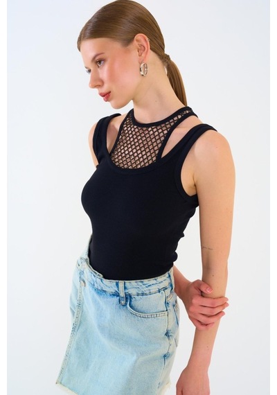Etiler Collection İçi Dantelli Kaşkorse Atlet - Siyah si?yah Etiler Collection İçi Dantelli Kaşkorse Atlet - Siyah si?yah