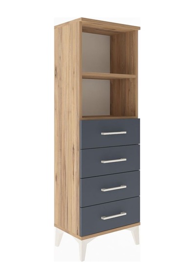 Arges Dolap 2 Raflı 4 Çekmeceli 44x30x134 Çam-antrasit Atlas Çam
