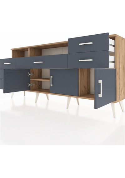 Arges Konsol 3 Raflı 6 Çekmeceli 3 Kapaklı 176x30x83 Çam-antrasit/antrasit Antrasit/antrasit Arges Konsol 3 Raflı 6 Çekmeceli 3 Kapaklı 176x30x83 Çam-antrasit/antrasit Antrasit/antrasit