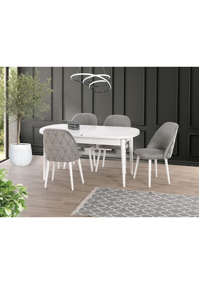 Beyaz 90 160+30 Kelebek Açılır Masa Beyaz