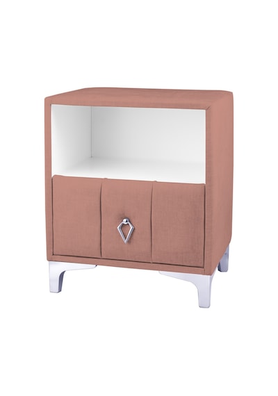 Singular Silver Iki Çekmeceli Pembe Pudra Komodin- Raflı Kumaş Döşemeli Yatak Odası Komodin Modeli Singular Silver Iki Çekmeceli Pembe Pudra Komodin- Raflı Kumaş Döşemeli Yatak Odası Komodin Modeli