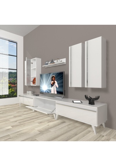Decoraktiv Eko 8d Mdf Retro Tv Ünitesi Tv Sehpası Beyaz