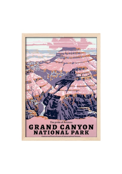 Grand Canyon Doğal Ahşap Çerçeveli Poster, Dekoratif Seyahat Duvar Tablosu
