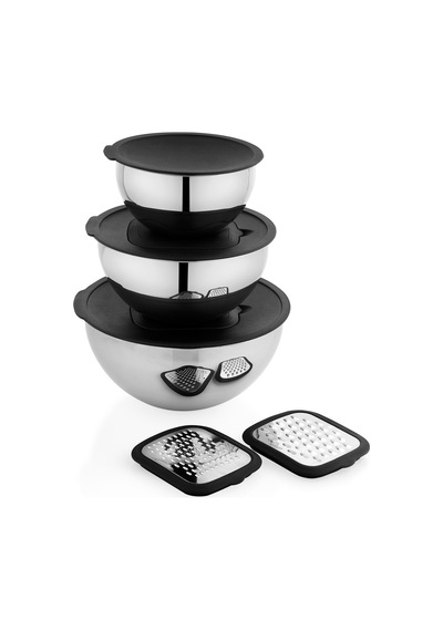 Schafer Lucas Çelik Karıştırma Kabı 16/20/24 Cm 10 Parça-siyah Inox