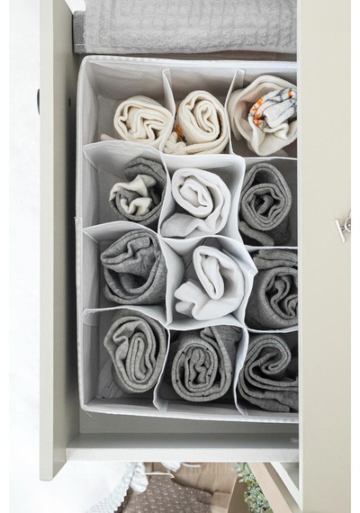 Çekmece Düzenleyici 12 Bölmeli Organizer 31 Cm X 25 Cm X 12 Cm Kumaş Beyaz Tr Diğer