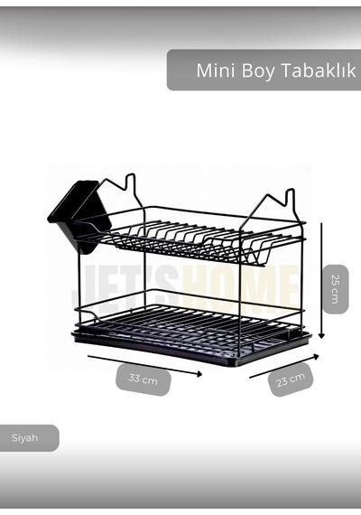 Jet's Home Mini Boy Bulas Iklık Tezgah U Stu Tabaklık Bpa Free Bulas Ik Sepeti Siyah 23x33x25 siyah
