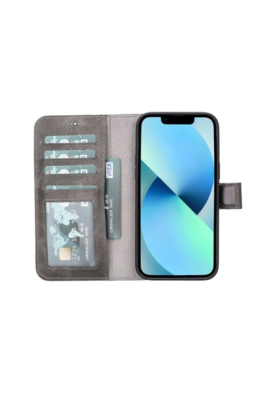 Apple Uyumlu iPhone 14 Pro Max Deri Cüzdanli Kilif Mwwn Vs4Ef Gri 558439911