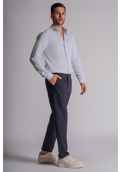 Braccas Erkek Yandan Cepli Beli Ribanalı Slim Fit Chino Pantolon Lacivert Lacivert