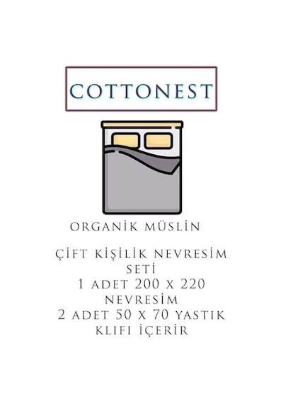 Müslin Nevresim Seti, Çift Kişilik, 3 Parça, 200x220 Cm,%100 Pamuk, Turuncu, Düz, Hava Geçirgen, Çarşafsız Diğer