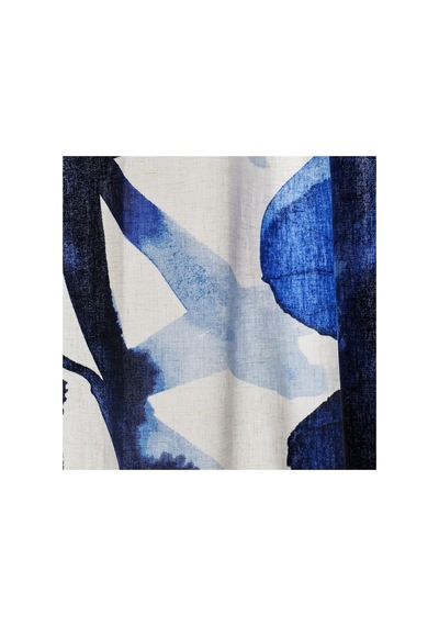 Fon Perde/2 Kanat, Mavi-çiçek Desenli, 145x300 Cm, Işık Filtreleyici, Liyosel-kenevir