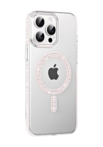 Joko Apple İphone 15 Pro Move Taşlı Magsafe Kapak - Gümüş