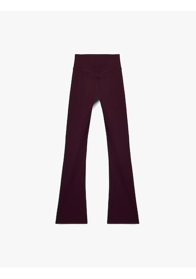 Koton Yüksek Bel Slim Fit İspanyol Paça Spor Tayt Bordo 7wak40022nk