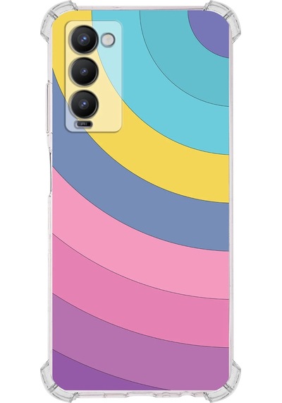 Tecno Camon 18 Uyumlu Köşe Korumalı Renk Cümbüşü B Tasarımlı Şeffaf Silikon Kılıf