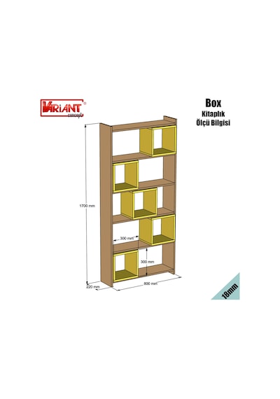 Variant Variant Box Kitaplık - Ceviz / Sarı