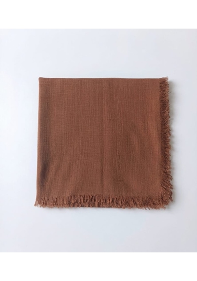 Özense Çift Flamlı Pamuklu Terletmeyen 4 Mevsim Kullanılabilir 100x100 Cm Eşarp Kahverengi