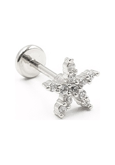Yıldız Figürlü Zirkon Taşlı Gümüş Tragus Helix Piercing Parlak Ve Zarif Çok Renkli