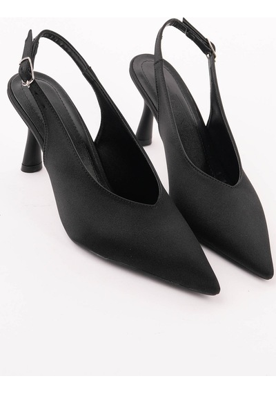Esatsani Siyah Saten Sivri Burun Arka Açık 9 Cm Topuk Vısıon Stiletto Kadın Ayakkabı Siyah Saten Esatsani Siyah Saten Sivri Burun Arka Açık 9 Cm Topuk Vısıon Stiletto Kadın Ayakkabı Siyah Saten