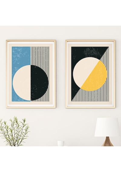 Huhuli Ahşap Çerçeveli Modern Tablo Seti Huhu19